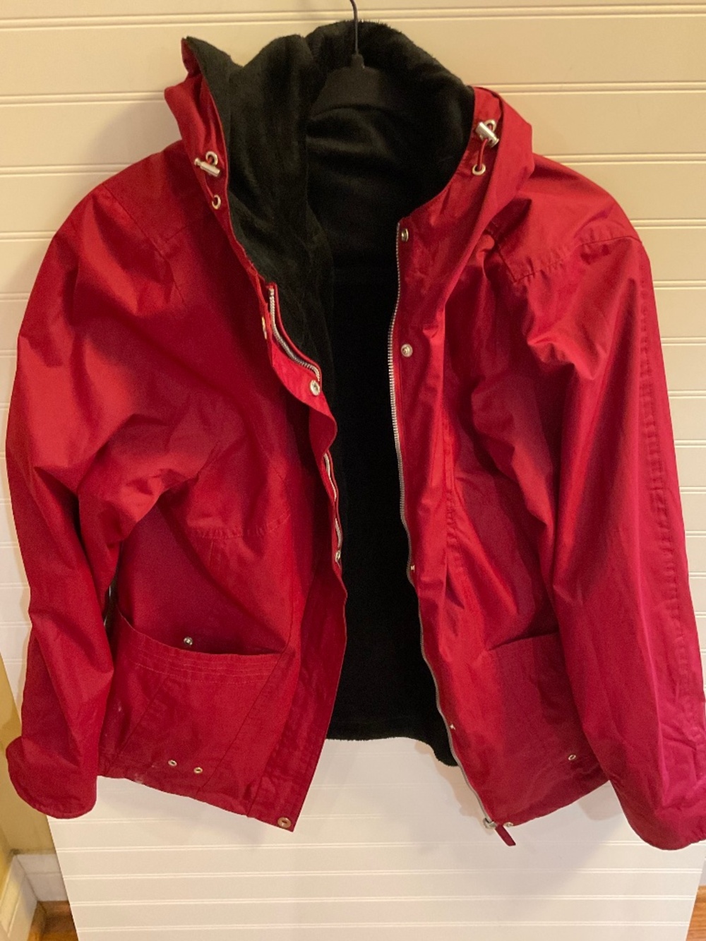 Free Country Red Faux Fur Lined Hooded Jacket Coat Large